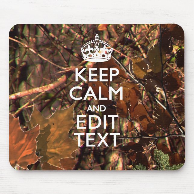 Tapis De Souris Camouflage Automne Saison Restez Calme Votre Texte (Devant)