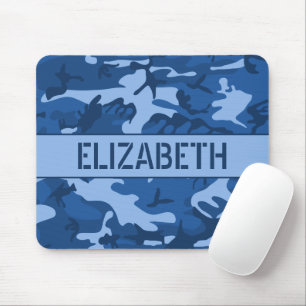 Tapis De Souris Camouflage bleu monogramme