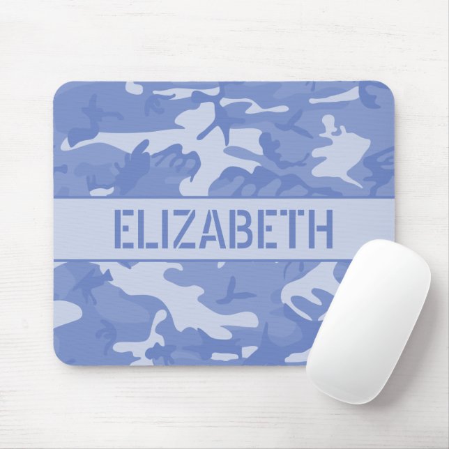 Tapis De Souris Camouflage bleu monogramme (Avec souris)