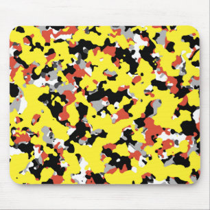 Tapis De Souris Camouflage jaune rouge gris noir