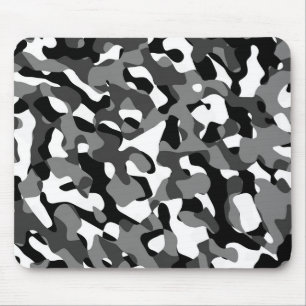 Tapis De Souris Camouflage noir et blanc Motif d'impression