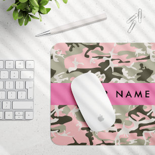 Tapis De Souris Camouflage rose et vert Votre nom Personnalisez