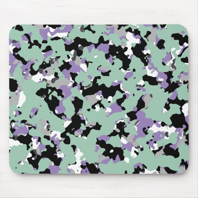 Tapis De Souris Camouflage vert et violet à la menthe (Devant)
