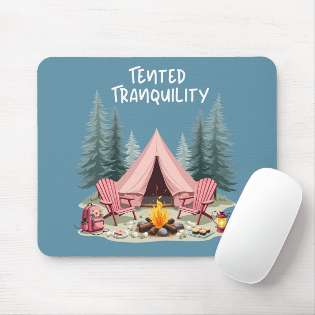 Tapis De Souris Camping Cosy Tente de Glamping Esthétique & Feu de (Avec souris)
