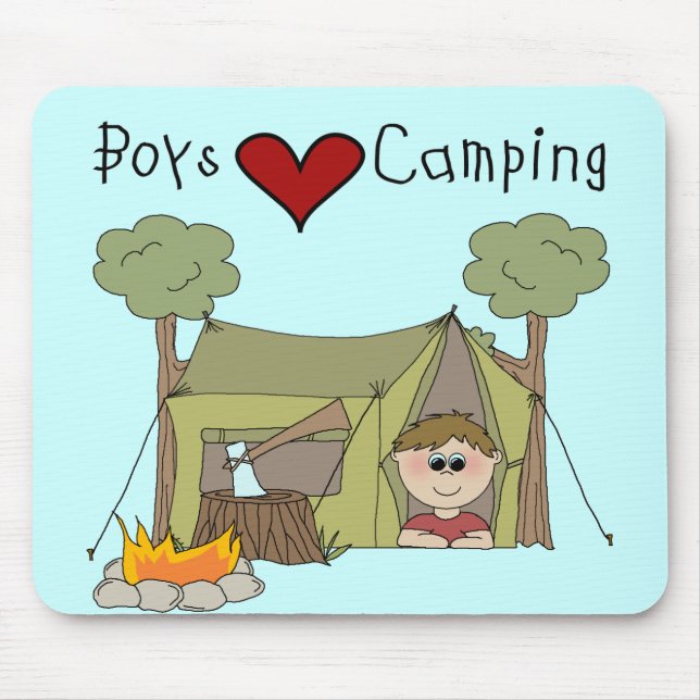 Tapis De Souris Camping d'amour de garçons (Devant)