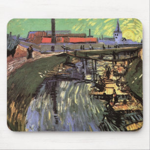 Tapis De Souris Canal avec des femmes lavant par Vincent van Gogh