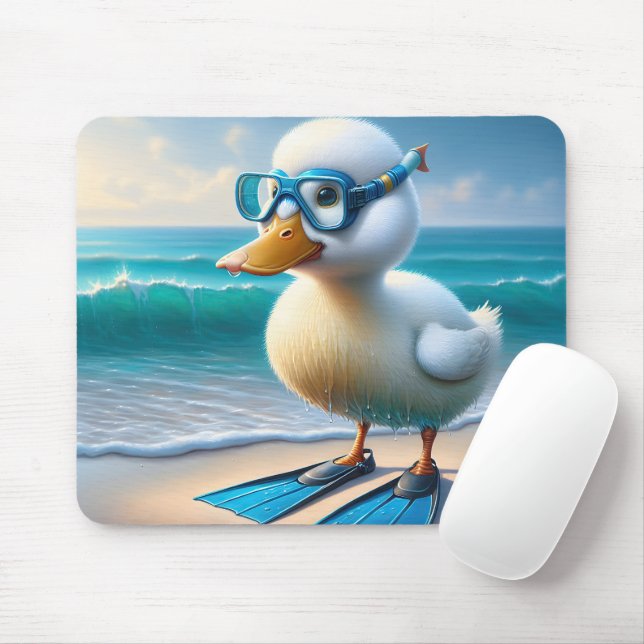 Tapis De Souris Canard blanc mignon avec des paillettes de natatio (Avec souris)