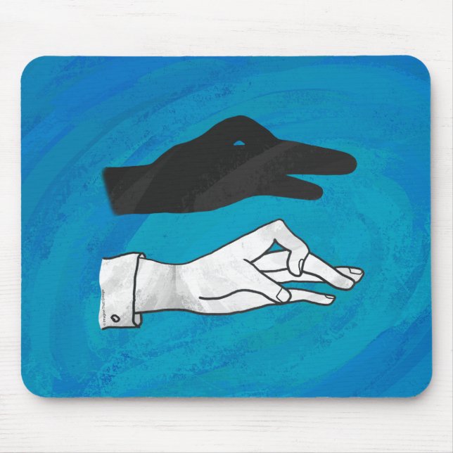 Tapis De Souris Canard noir sur bleu (Devant)