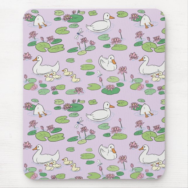 Tapis De Souris Canards et Nénuphar Lavender Mousepad (Devant)