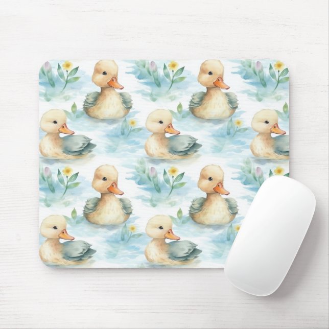 Tapis De Souris Canards Jaunes Bleus Mignons (Avec souris)