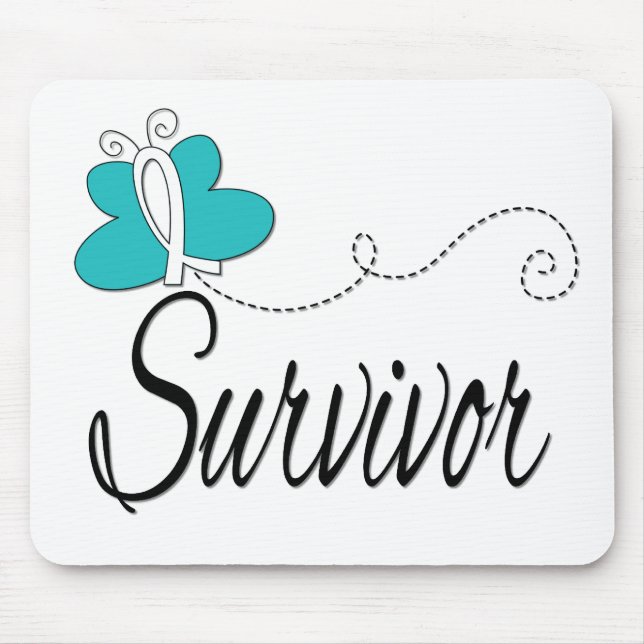 Tapis De Souris Cancer du col utérin du papillon survivant (Devant)