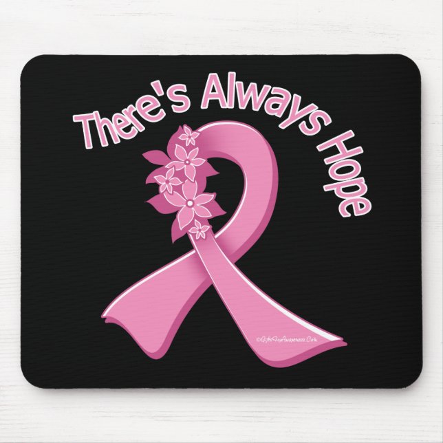 Tapis De Souris Cancer du sein Il y a toujours de l'espoir floral (Devant)