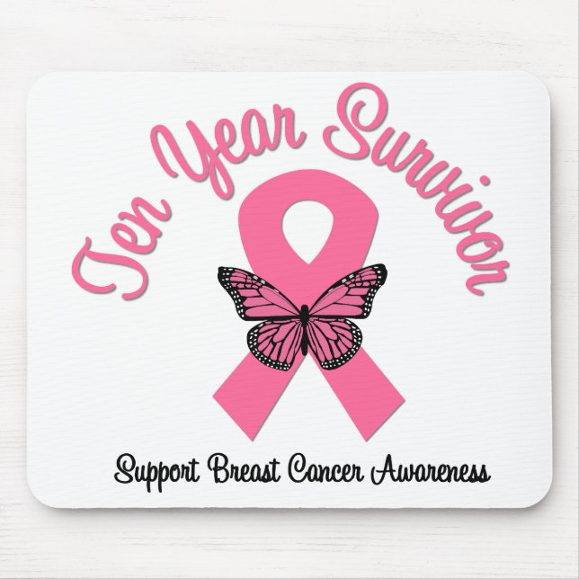 Tapis De Souris Cancer du sein Survivant de 10 ans (Devant)