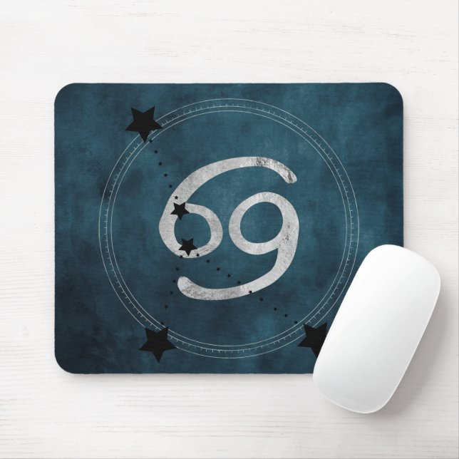 Tapis De Souris Cancer le crabe noir argent turquoise bleu zodiaqu (Avec souris)
