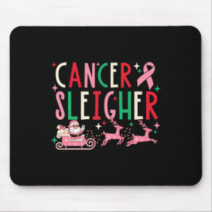 Tapis De Souris Cancer Noël Ruban Rose Santa Traîneau Renne