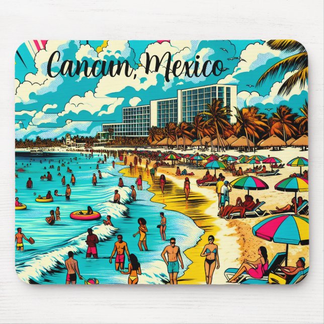 Tapis De Souris Cancun, Mexique avec une Vibe pop art (Devant)