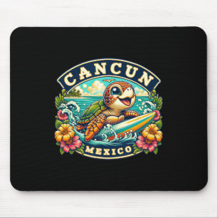 Tapis De Souris Cancun Mexique Jolie Tortue de Mer Surfant 