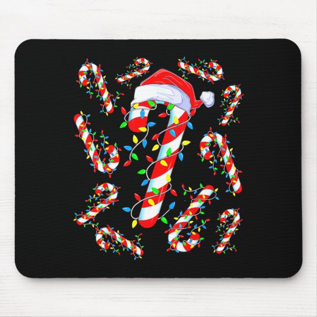 Tapis De Souris Candy Cane Crew Red And White Santa Funny Christma (Devant)