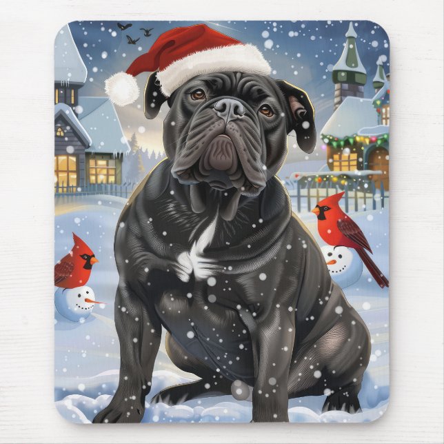Tapis De Souris Cane Corso Winter Wonderland Noël Joie (Devant)