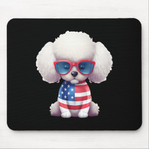 Tapis De Souris Caniche jouet avec drapeau américain patriotique d