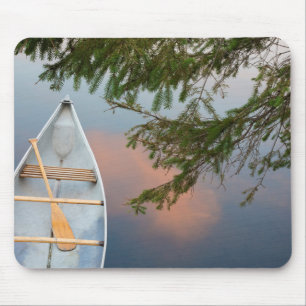 Tapis De Souris Canot sur le lac au coucher du soleil, Canada