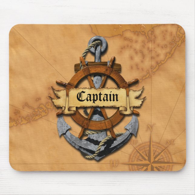 Tapis De Souris Capitaine Anchor et roue (Devant)