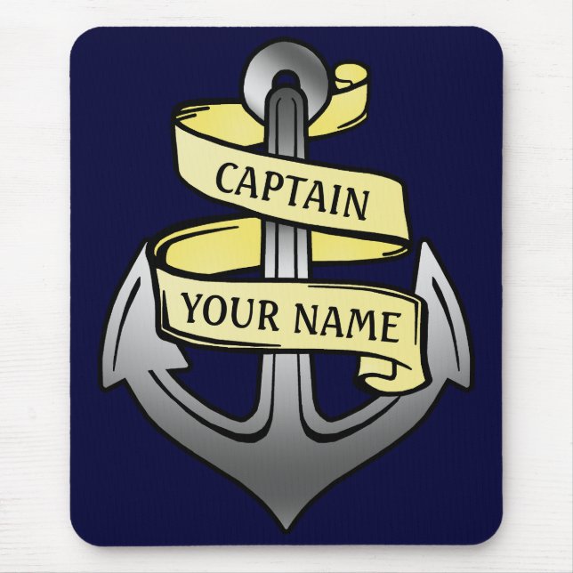 Tapis De Souris Capitaine de bateau personnalisable votre Ancre (Devant)