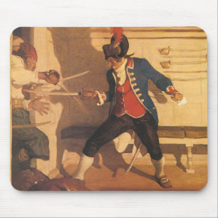 Tapis De Souris Capitaine pirate vintage, combat à l'épée par NC W