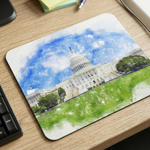 Tapis De Souris Capitol américain à Washington DC Pastel Draw