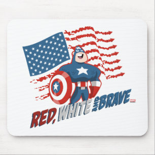 Tapis De Souris Captain America Rouge, Blanc et Brave