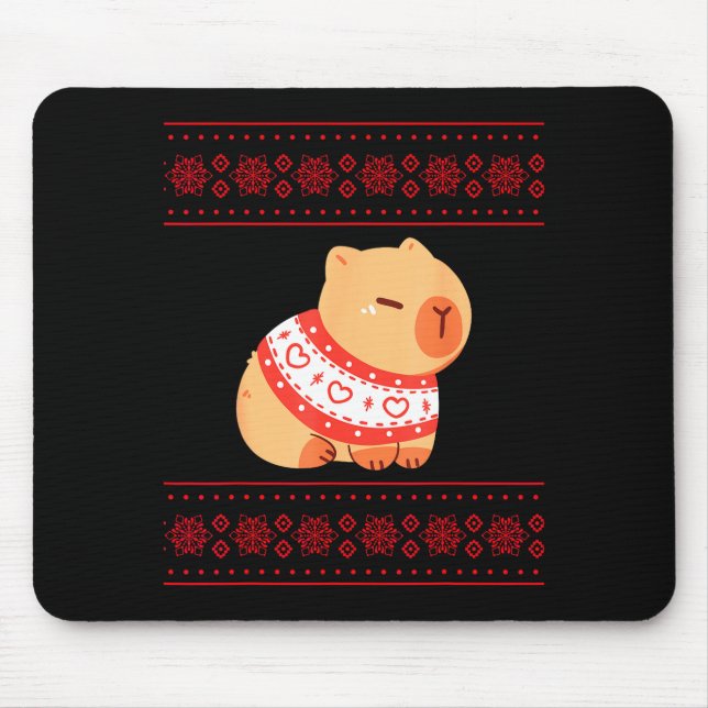 Tapis De Souris Capybara Christmas Sweater  (Devant)