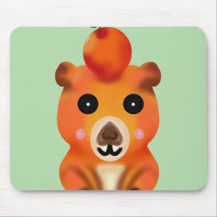 Tapis De Souris Capybara Mignon et Flou avec Orange Ar Kawaii
