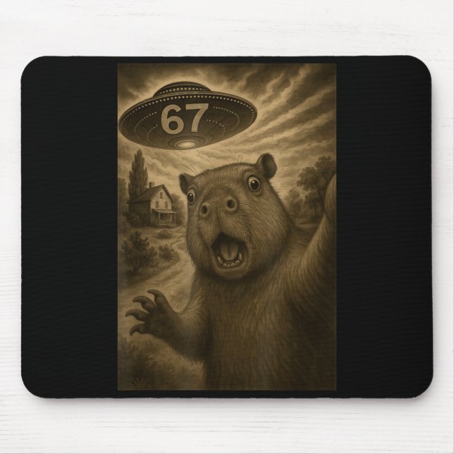 Tapis De Souris Capybara Selfie 67 Meme Six Seven Funny Ufo  (Devant)