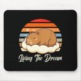Tapis De Souris Capybara sleepybara vivant le rêve rétro vintage