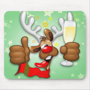 Tapis De Souris Caractère drôle de Noël bu par renne