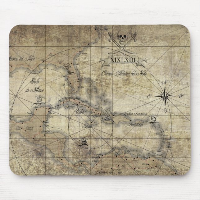 Tapis De Souris Caraïbes - ancienne carte (Devant)