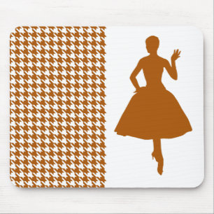Tapis De Souris Caramel Houndstooth moderne avec Silhouette de mod