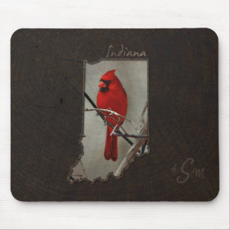 Tapis De Souris Cardinal Indiana coupé sur Arrière - plan de bois