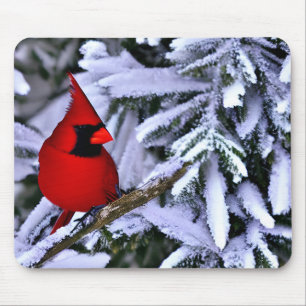 Tapis De Souris Cardinal rouge d'hiver