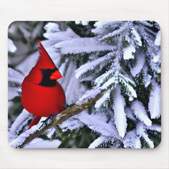 Tapis De Souris Cardinal rouge d'hiver (Devant)