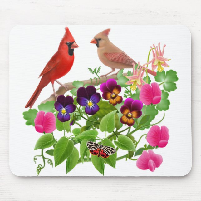 Tapis De Souris Cardinaux dans le jardin Mousepad (Devant)