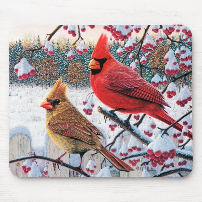 Tapis De Souris Cardinaux d'hiver (Devant)