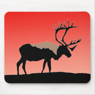 Tapis De Souris Caribou au coucher du soleil - Art original de la
