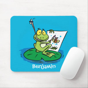 Tapis De Souris Caricature amusante de grenouille verte