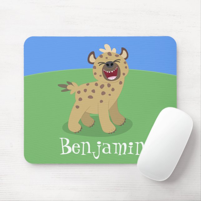 Tapis De Souris Caricature amusante hyena riant illustration (Avec souris)