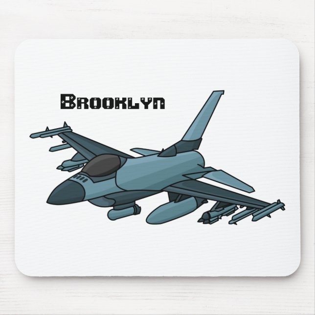 Tapis De Souris Caricature d'avion de chasse militaire (Devant)