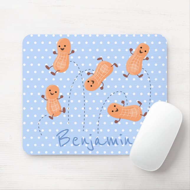 Tapis De Souris Caricature de cacahuètes joyeux sautillant (Avec souris)