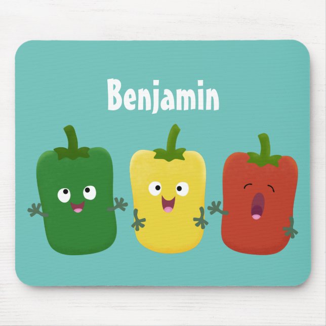 Tapis De Souris Caricature de chant trio capsicum poivre clair (Devant)