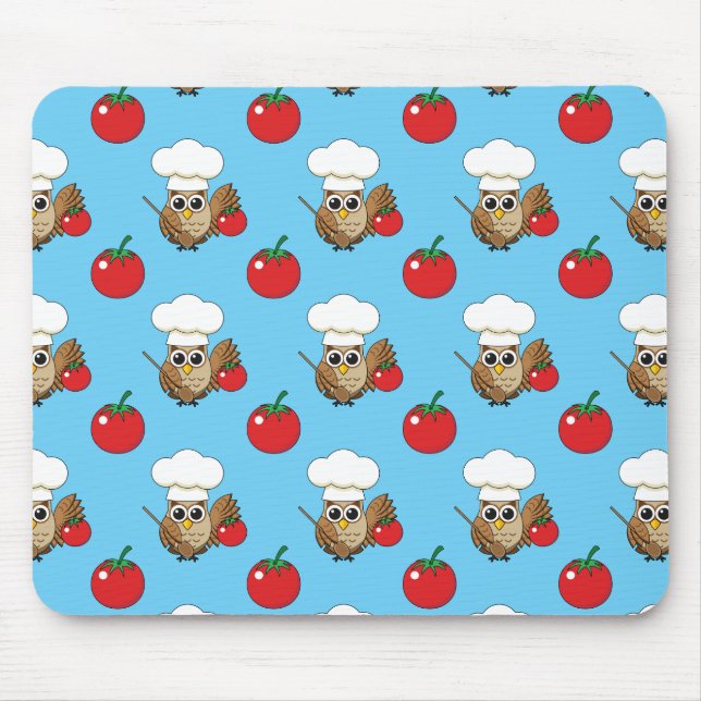 Tapis De Souris Caricature de Chouette à Cuisine mignonne (Devant)