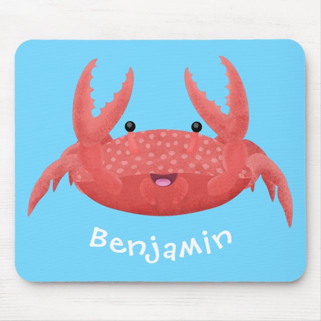 Tapis De Souris Caricature de crabe rouge cuite (Devant)